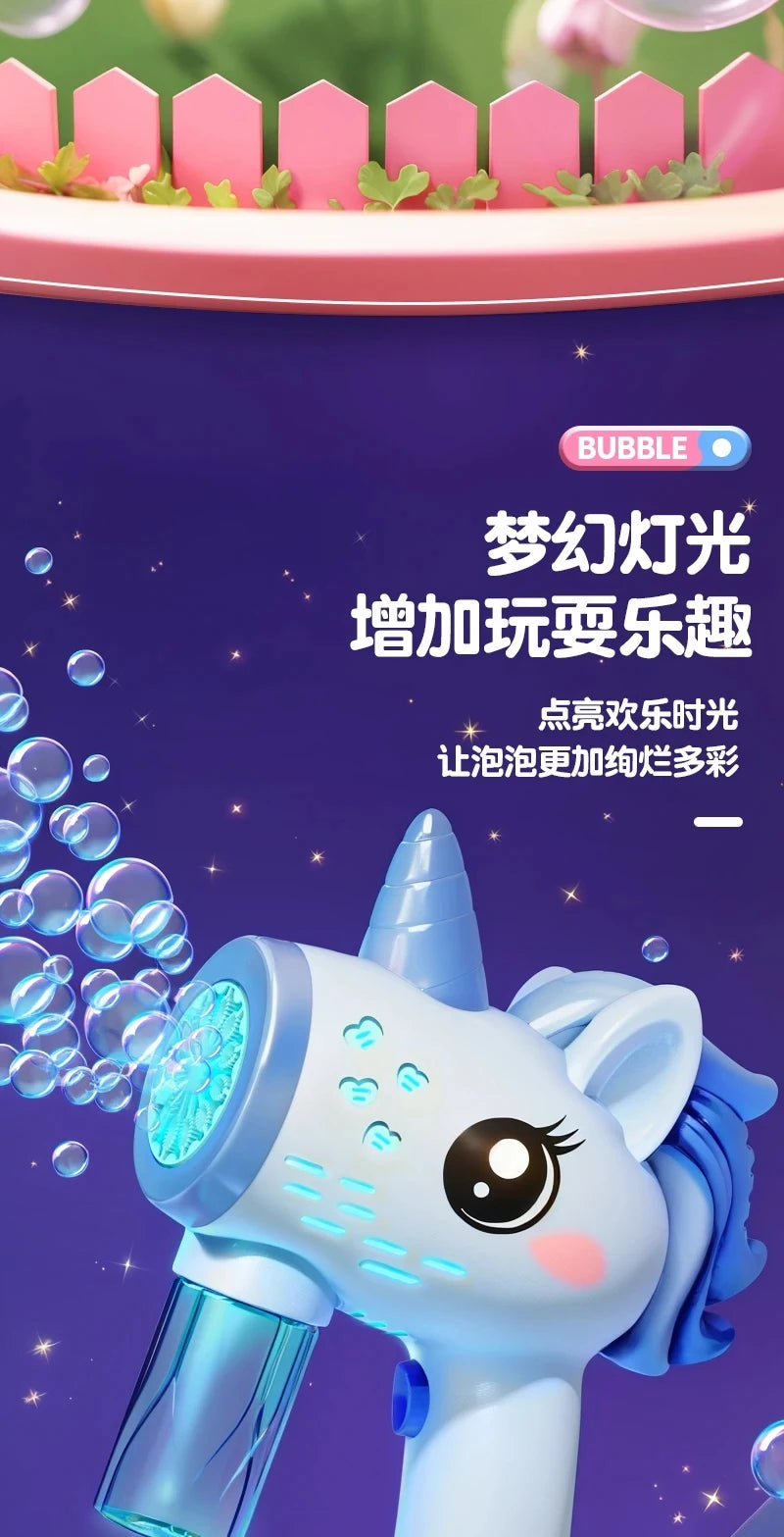 Unicorn Electric Bubble Gun | Automatic Soap Blower for Kids
