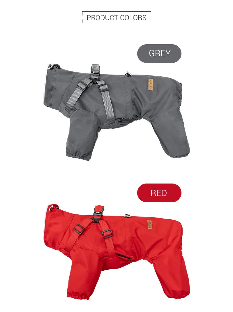 Adjustable Reflective Dog Raincoat with Harness for Small Dogs