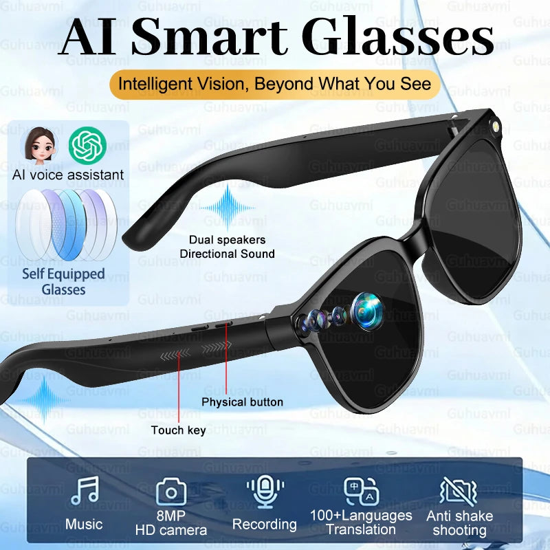 AI Smart Glasses with 8MP Camera | 4K Video and Voice Translator