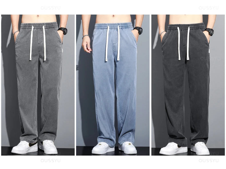 Men's Summer Loose Fit Soft Lyocell Jeans | Casual Comfort Trousers