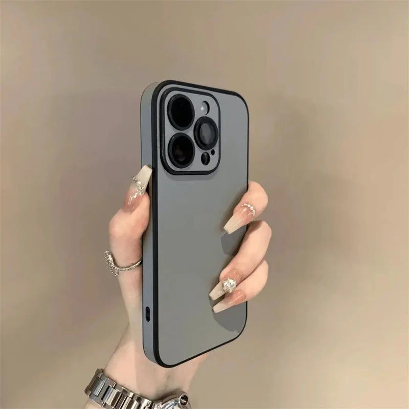 Luxury Leather Colorful Case for iPhone 16 15 14 Plus 13 12 11 Pro Max Soft Silicone Bumper Matte Shockproof Simple Cover
