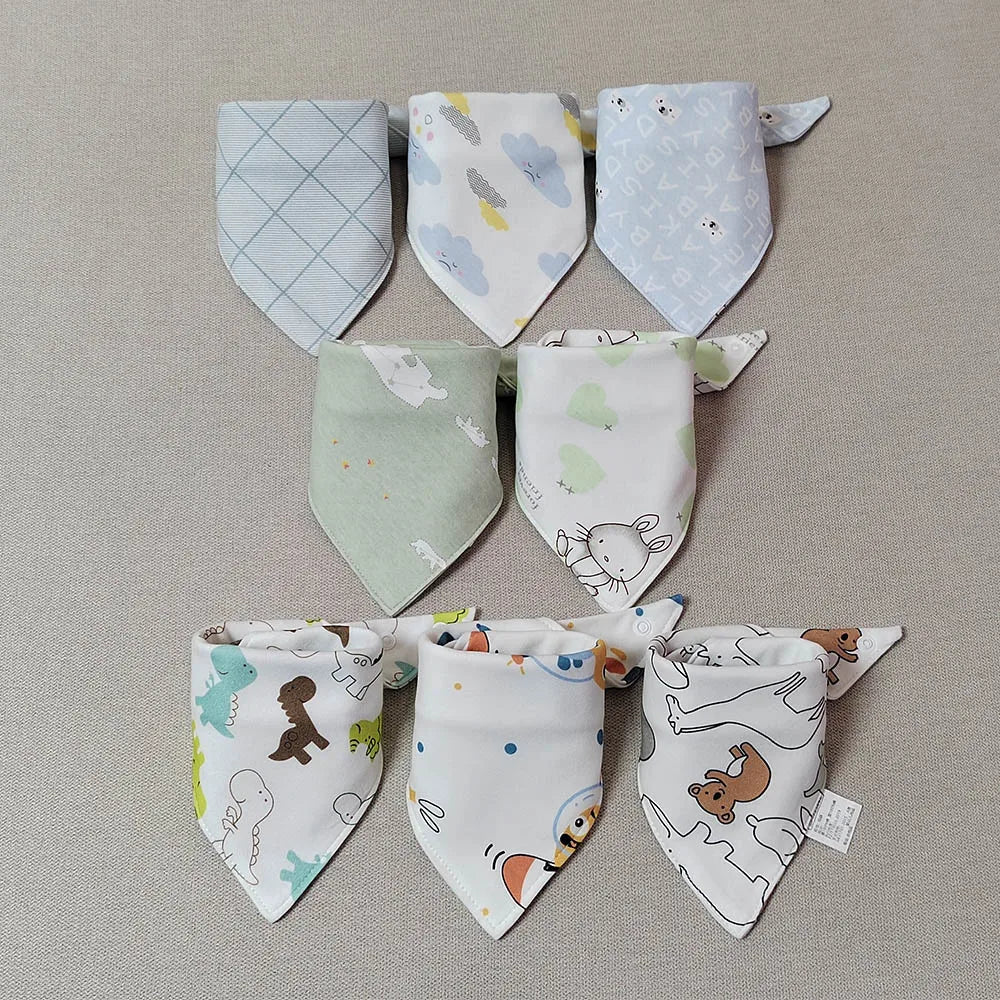 8-Pack Baby Bibs | Soft Cotton Triangle Burp Cloths for Infants