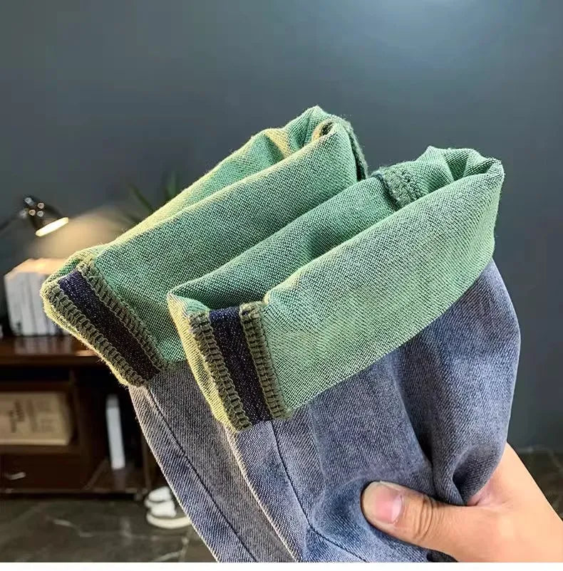 Trendy Men's Cropped Jeans | Casual Loose Fit Denim Pants