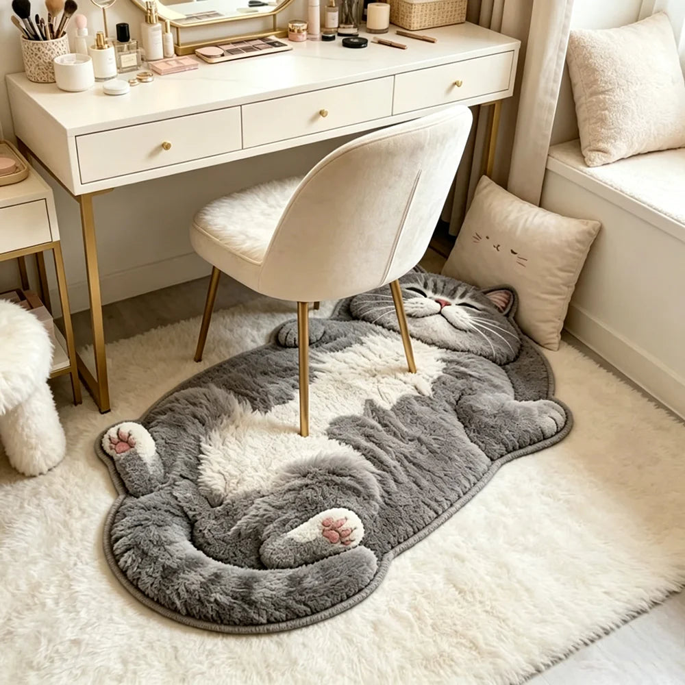 Adorable Cat-Shaped Area Rug | Unique Soft Plush Floor Mat