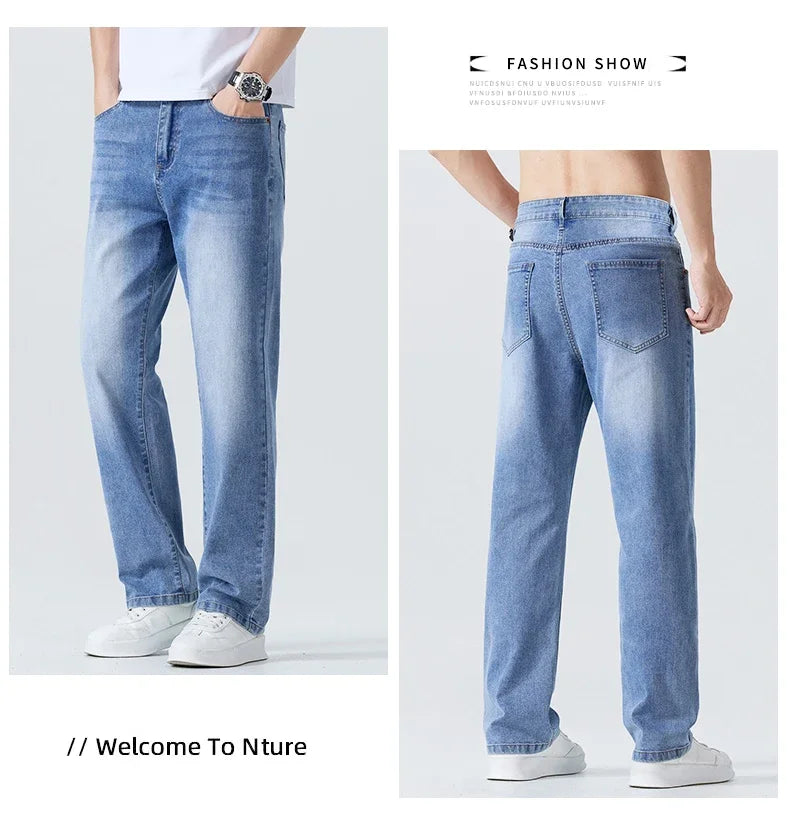 Men's Summer Thin Straight Jeans | Breathable & Comfortable Trousers
