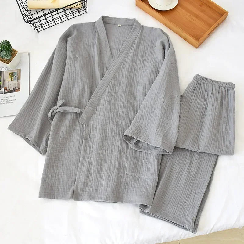Men's Plus Size Cotton Kimono Pajamas | Stylish Comfort Homewear