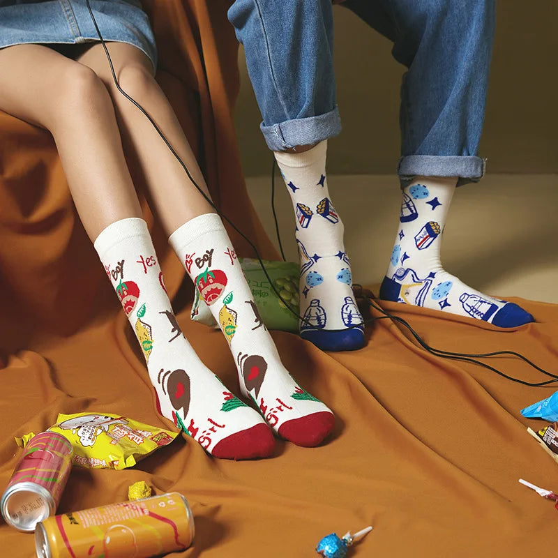 5 Pairs Colorful Funny Villain Socks | Quirky Harajuku Style