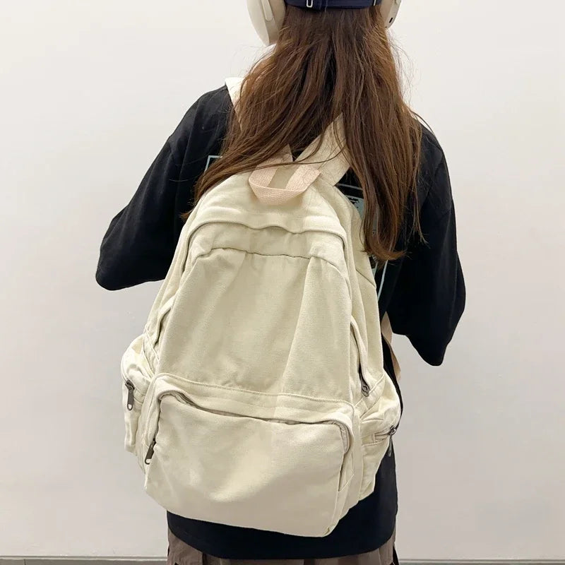 Vintage Washed Canvas Backpack | Stylish School & Travel Bag