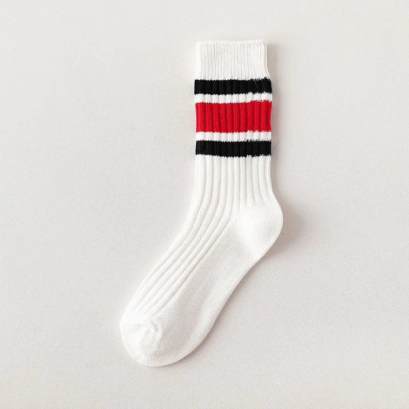Men's Japanese Style Striped Crew Socks | Cozy Cotton Comfort