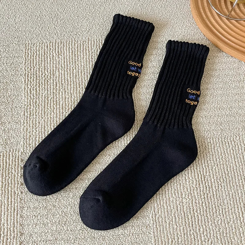 Men's Vintage Letter Medium Tube Socks | Thick Sports Comfort