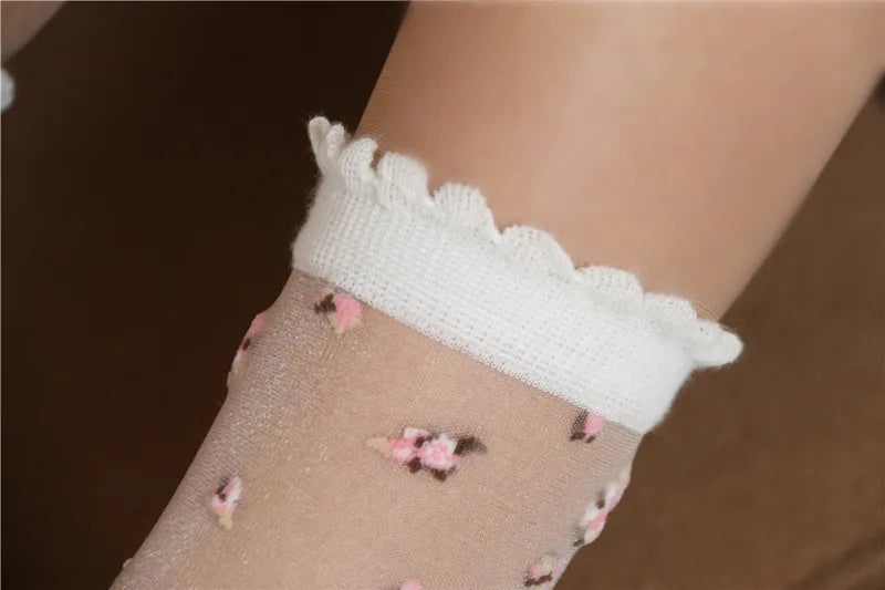 Women's Vintage Retro Flower Embroidery Long Socks | Summer Fashion