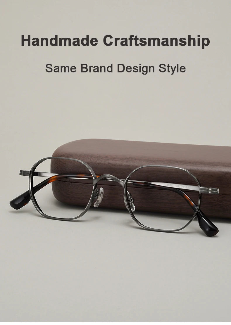 Luxury Retro Polygon Eyeglasses | Ultra-Light Pure Titanium Frames