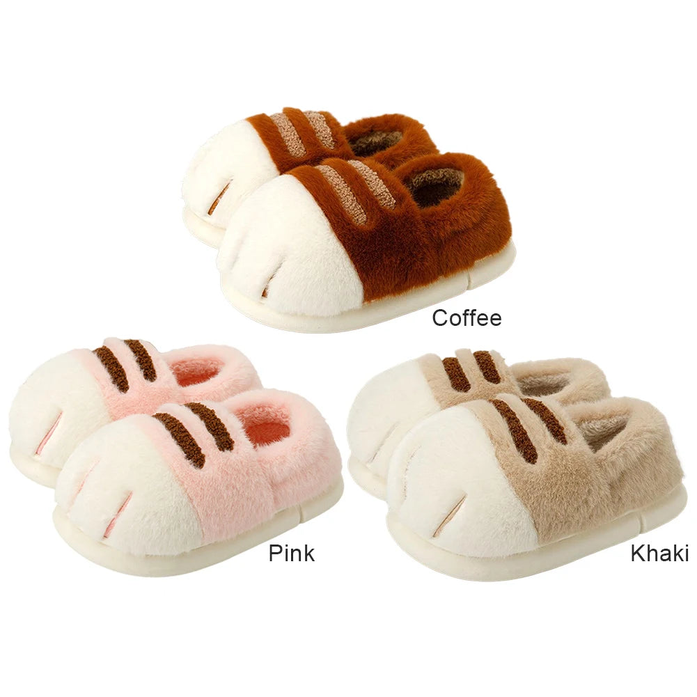 Unisex 3D Cat Paw Plush Slippers | Fluffy Winter Indoor Shoes