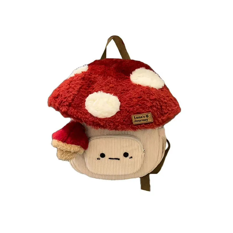 Cute Cartoon Mushroom Backpack | Adorable Plush Doll Bag for Women
