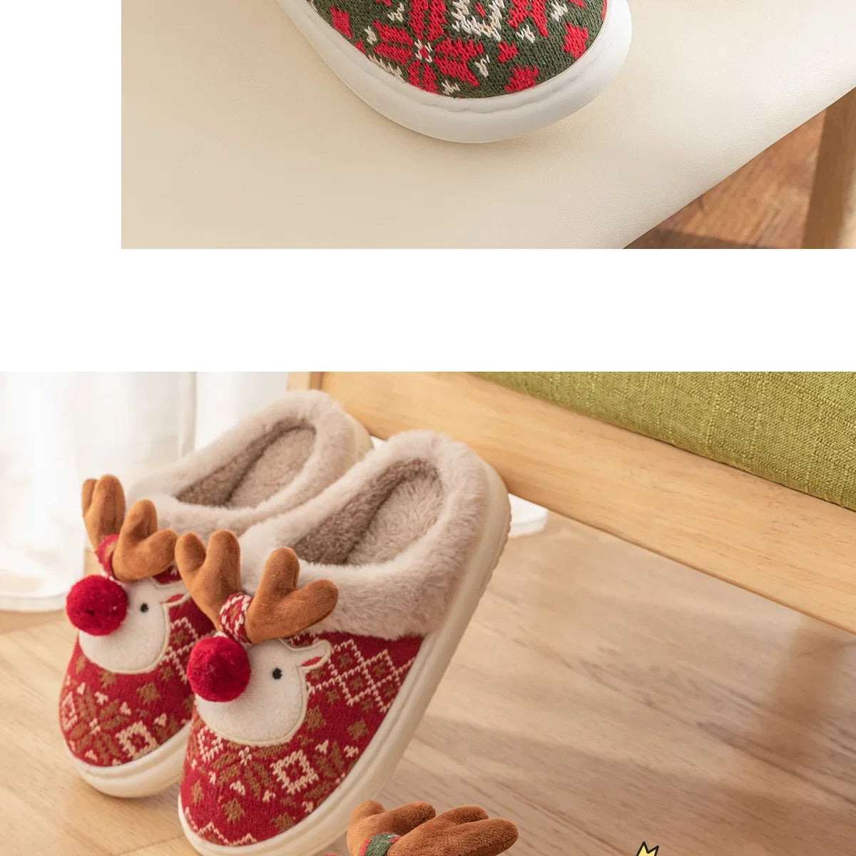 Cozy Winter Cartoon Deer Plush Slippers | Warm Indoor House Shoes