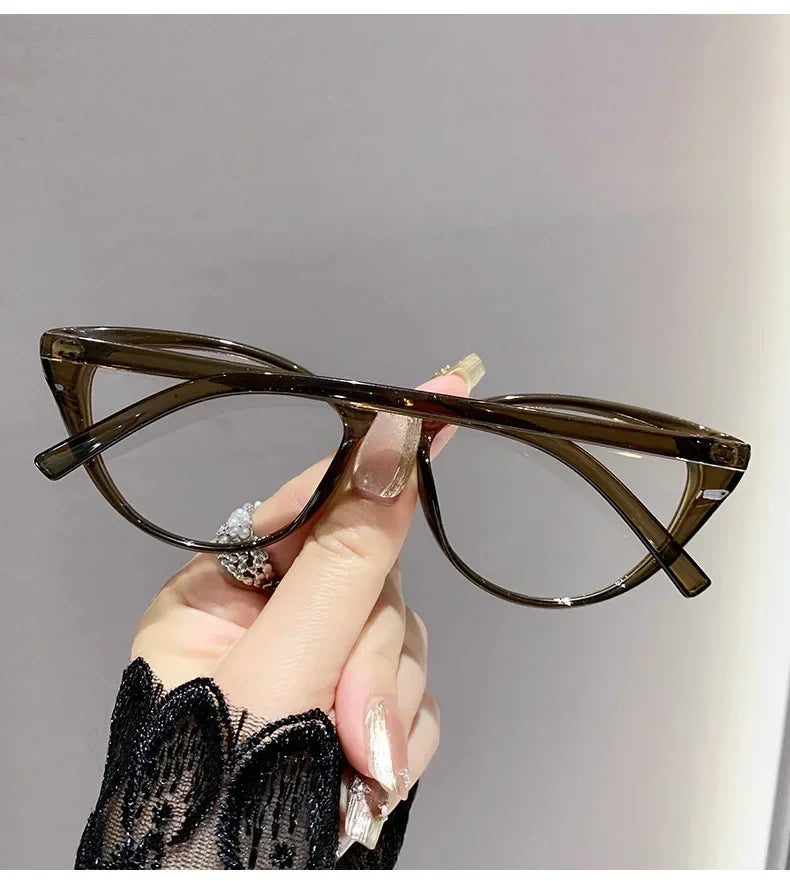 Fashionable cat-eye full-frame reading glasses, retro style, fashionable anti-blue light glasses, ladies' reading glasses