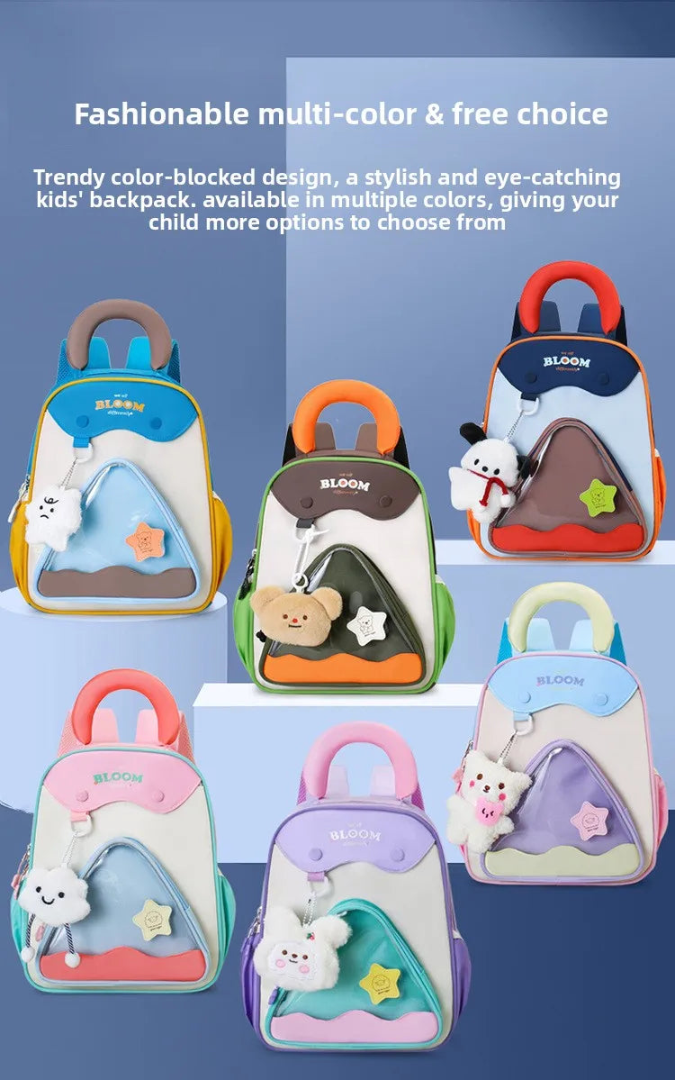 Lightweight Contrast Color Kindergarten Backpack | Cute Stylish Kids Bag