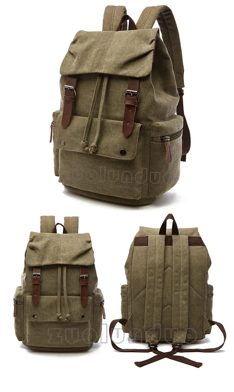 Vintage Canvas Laptop Backpack for School & Travel | Anti-Theft Design