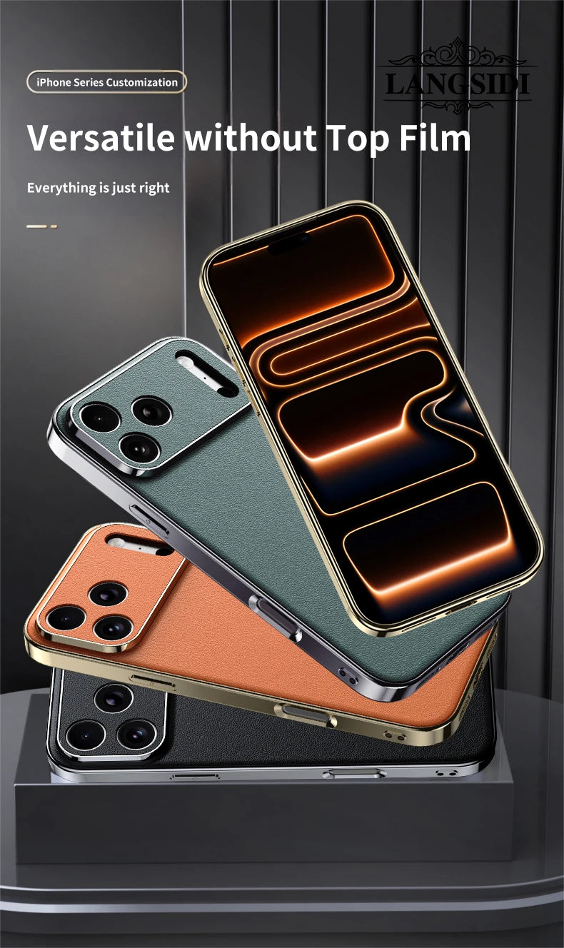 Funda de lujo de piel para iPhone | Protección total de la lente