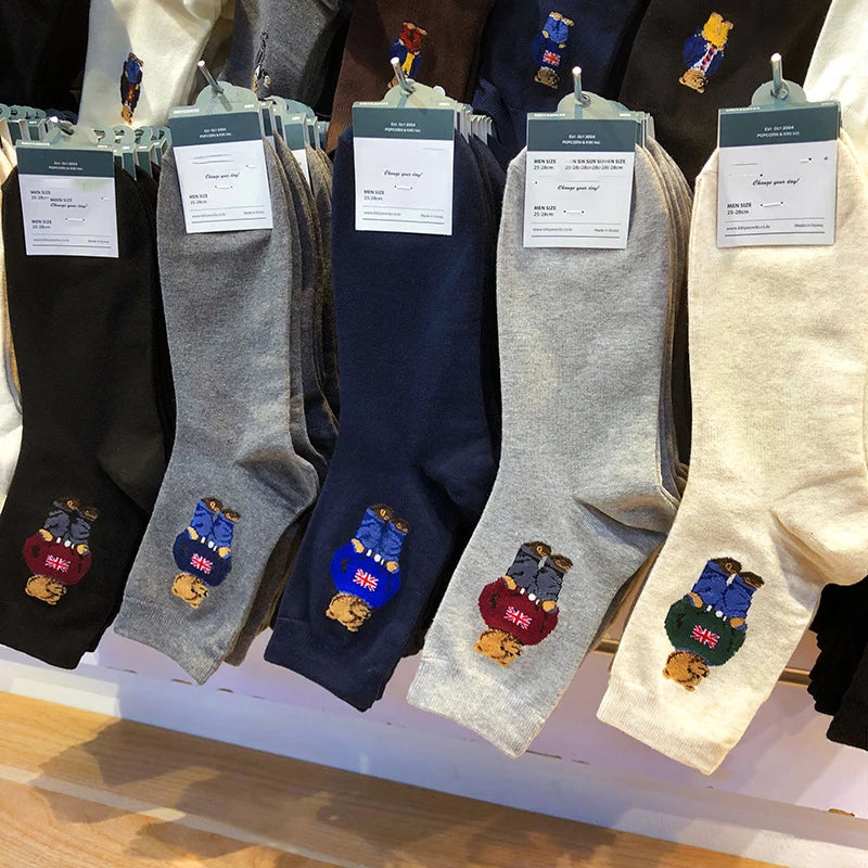 Men's Cartoon Bear Socks | Fun & Breathable Skateboard Socks