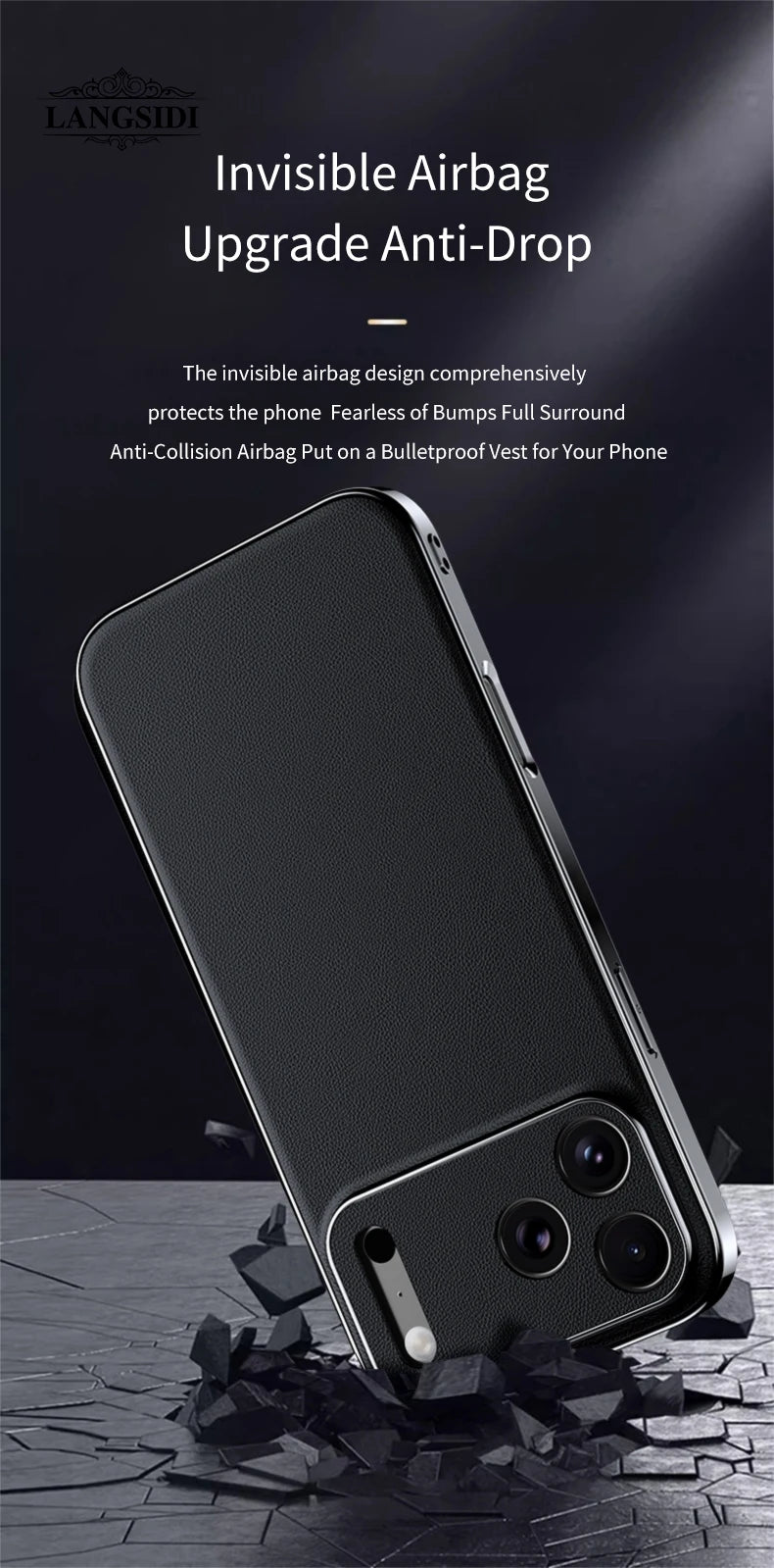 Funda de lujo de piel para iPhone | Protección total de la lente