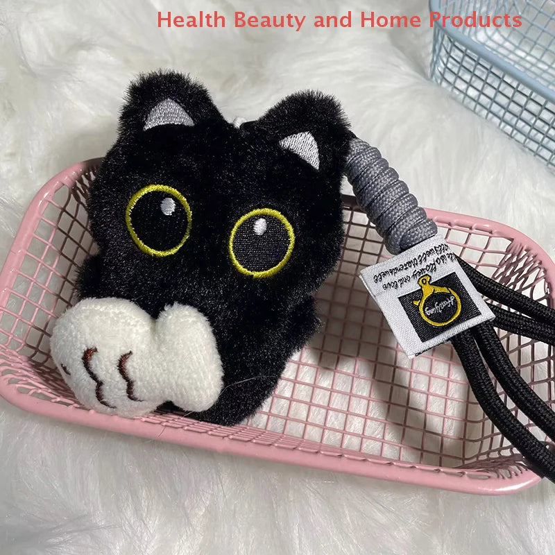 Adorable Plush Black Cat Doll Keychain | Cute Backpack Pendant