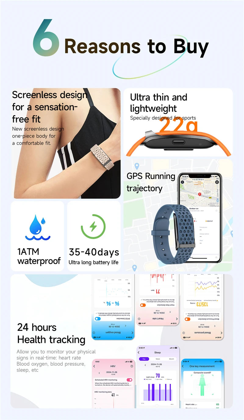 No Screen Smart Watch | Waterproof Fitness Tracker for All