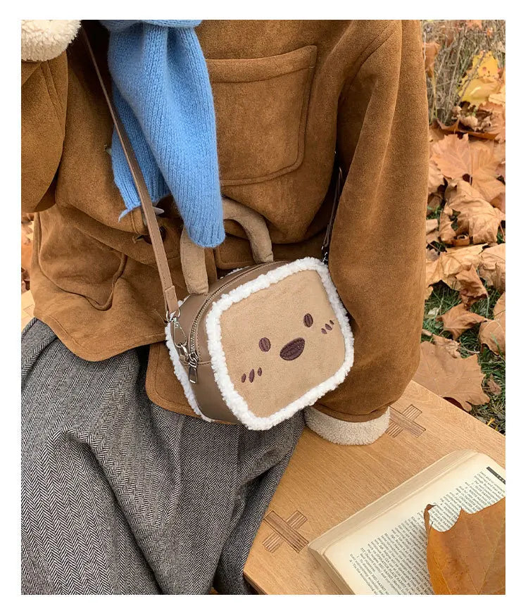 Plush Bear Commuter Bag | Cozy Lamb Fleece Shoulder Crossbody