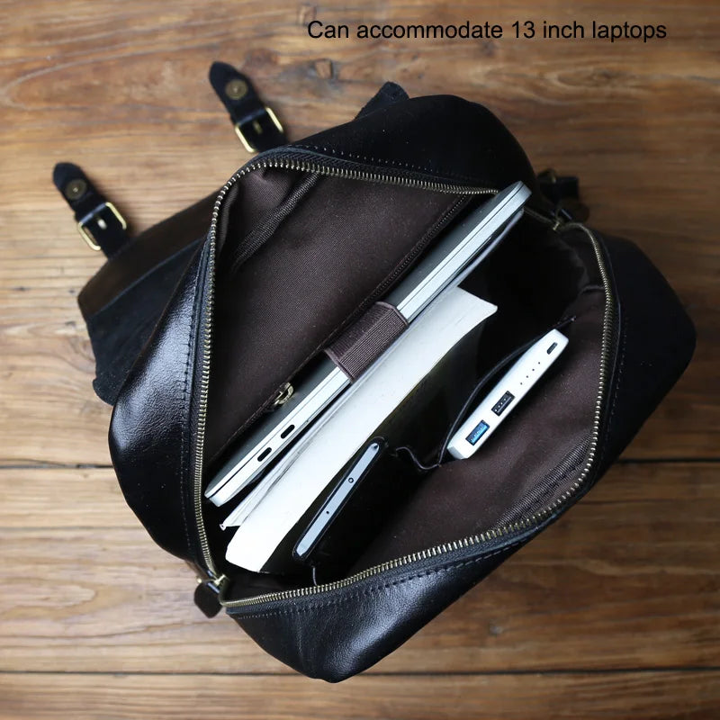 Handmade Leather Men's Backpack | Stylish Cowhide Computer Bag
