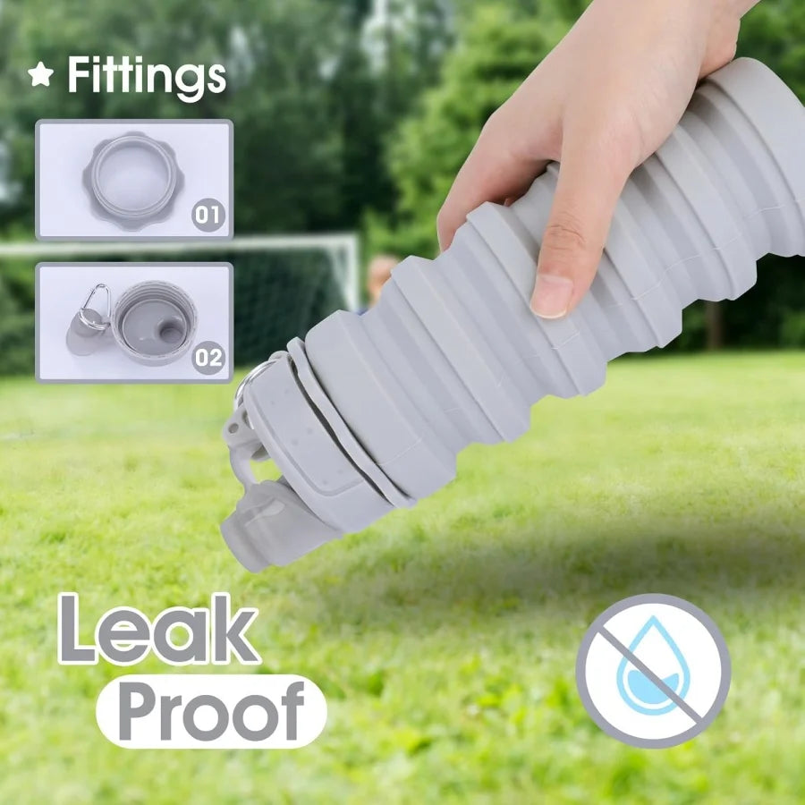 Light Gray Foldable Water Bottle | Reusable Collapsible Design