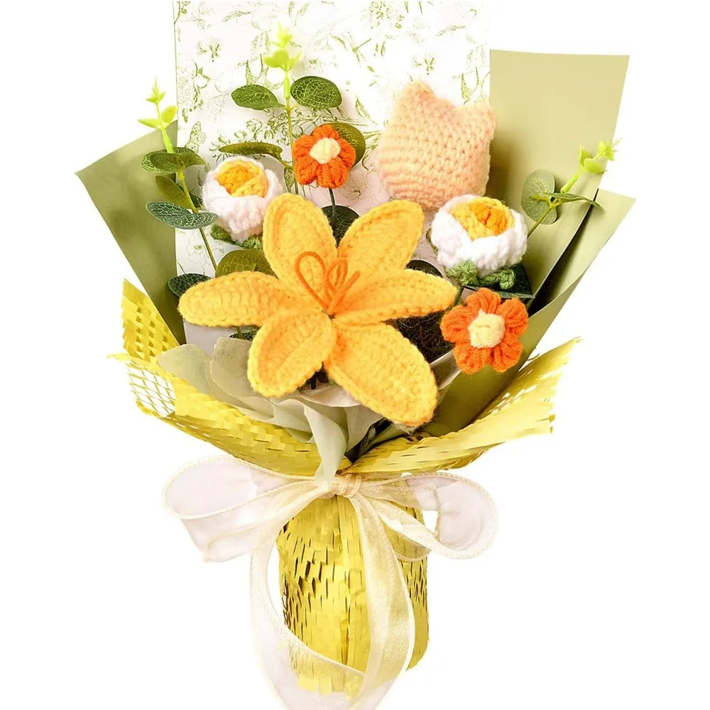 Knitted Flowers Bouquet | Beautiful Crochet Tulips & Daisies