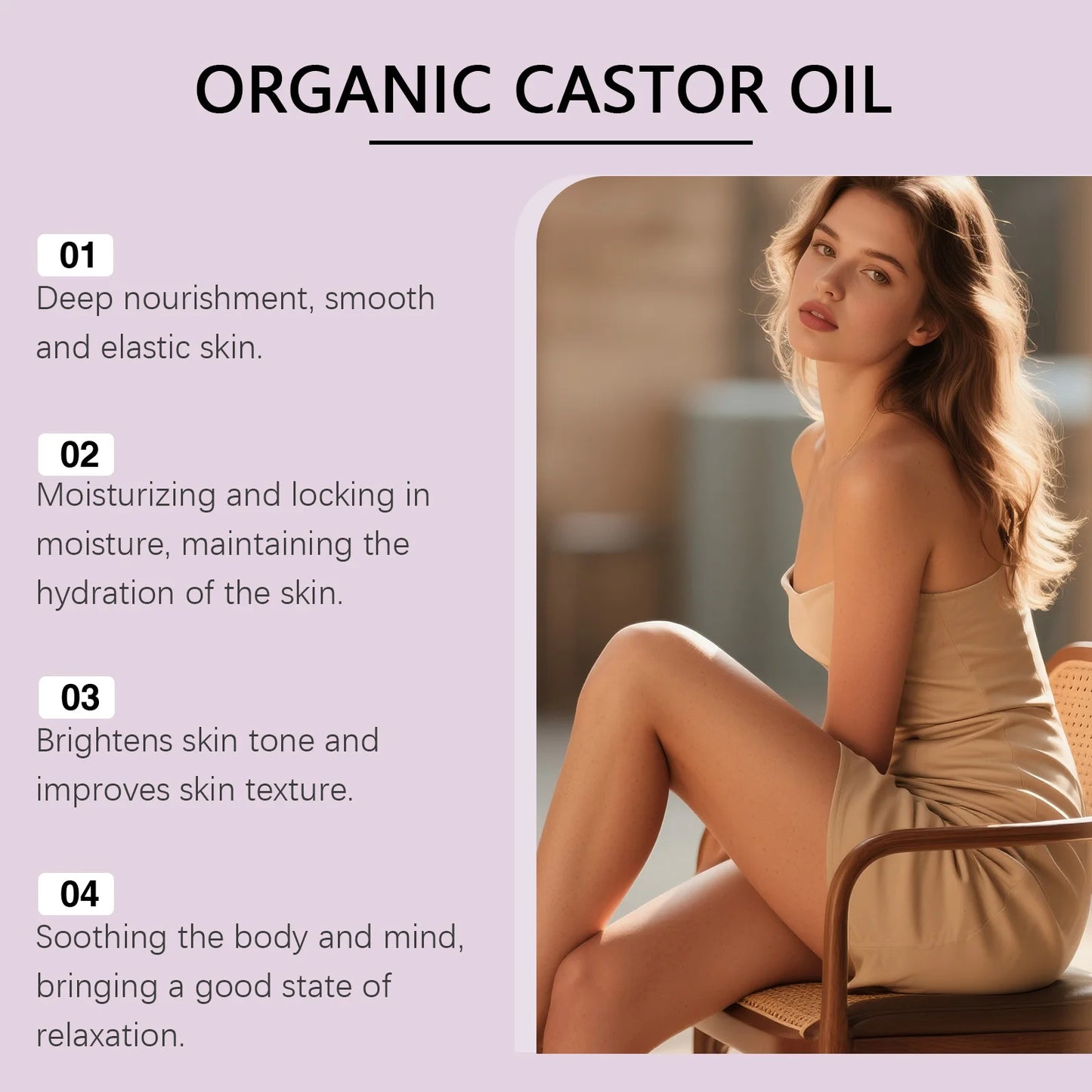 Natural Organic Castor Oil with Rose Quartz | Moisturizing Roll-On