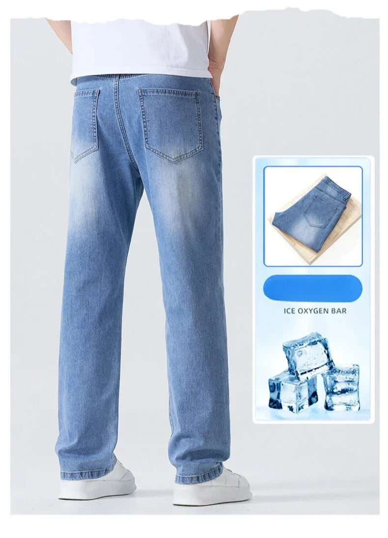 Men's Summer Thin Straight Jeans | Breathable & Comfortable Trousers