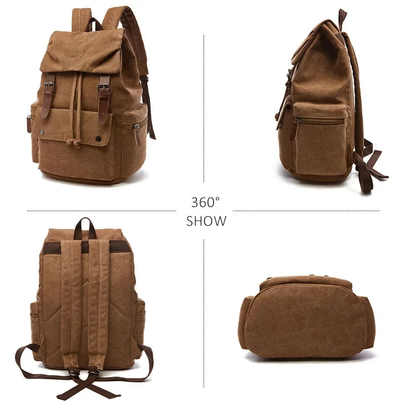Vintage Canvas Laptop Backpack for School & Travel | Anti-Theft Design