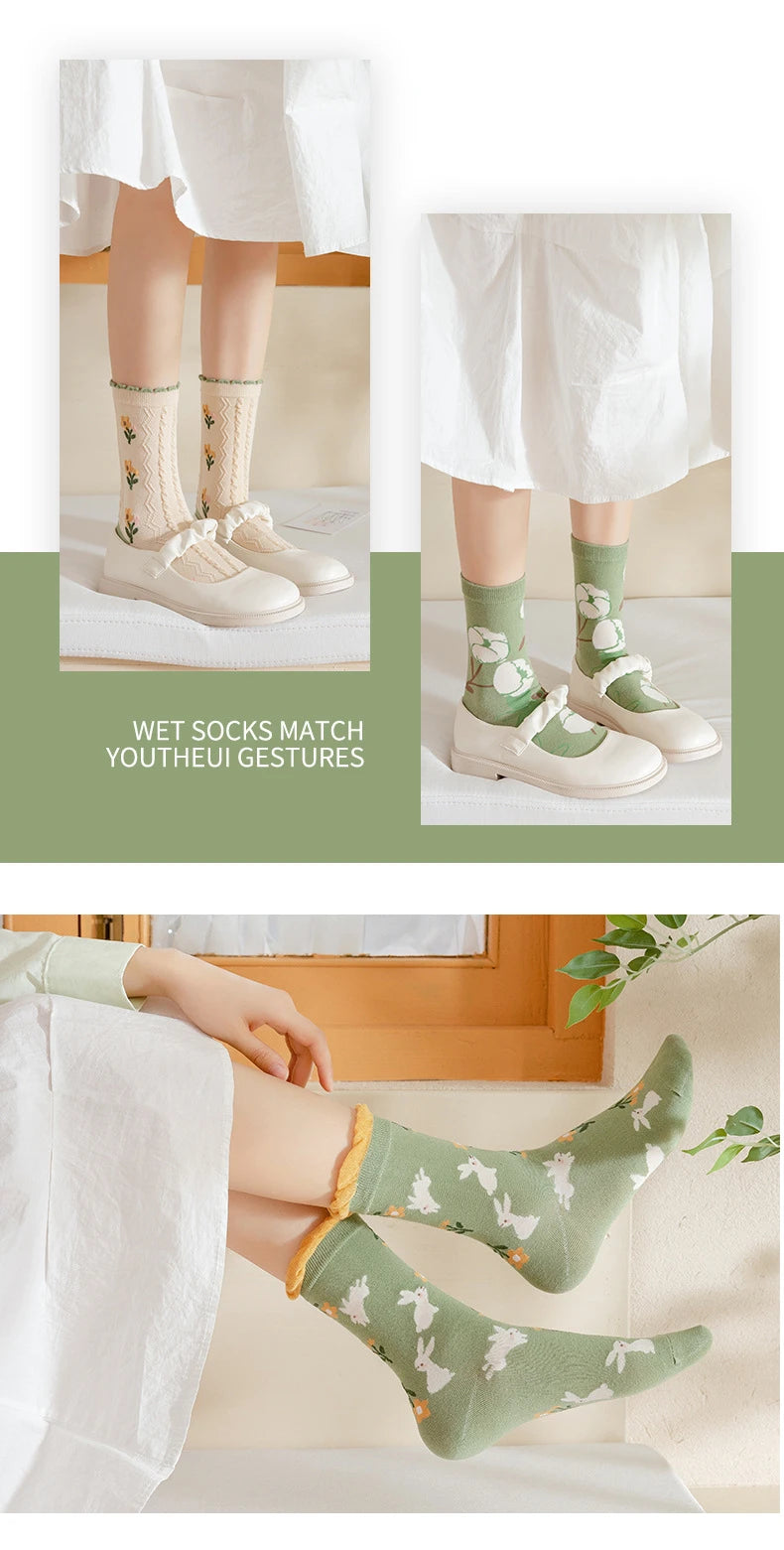 Cute Cartoon Frilly Socks for Women | Sweet Japanese Style