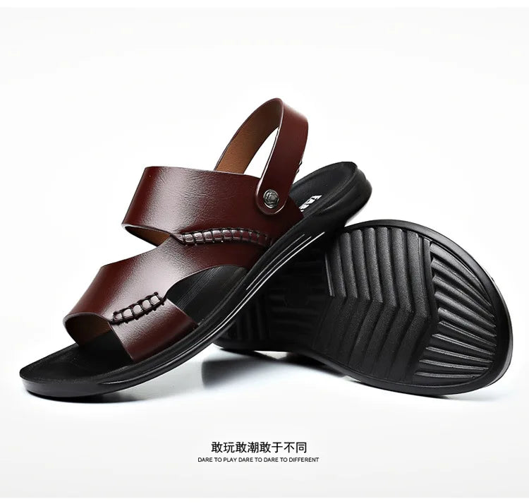 Men's Stylish Leather Sandals | Breathable Casual Beach Shoes
