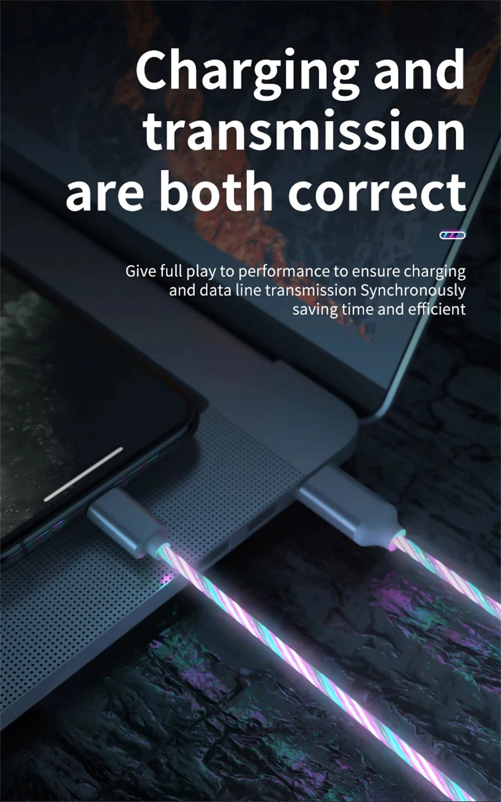 Glowing LED Light USB 3 in 1 Fast Charging Cable for Phones
