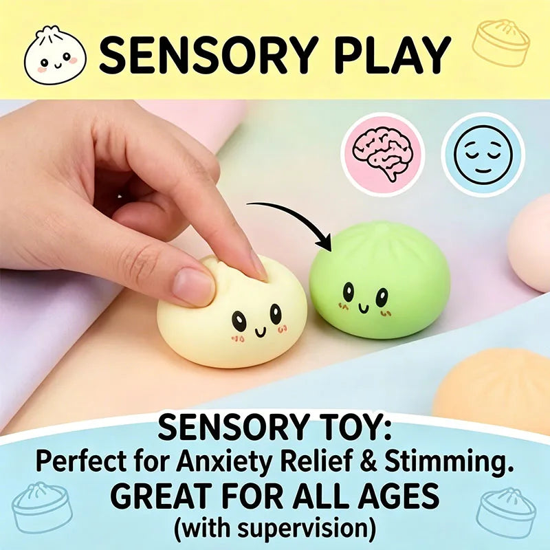 Kawaii 5.5cm Mini Dumpling Squishy Toy Cute Steamed Bun Soft Mochi Fidget Anti Stress Sensory Hand Toys  Party Gift Novelty