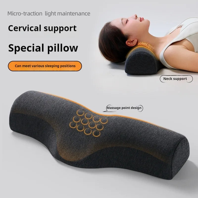 Cylindrical Memory Foam Cervical Neck Pillow Stiff Neck Pain Relief Bolster Pillow for Sleeping & Travel Back Sleepers Support