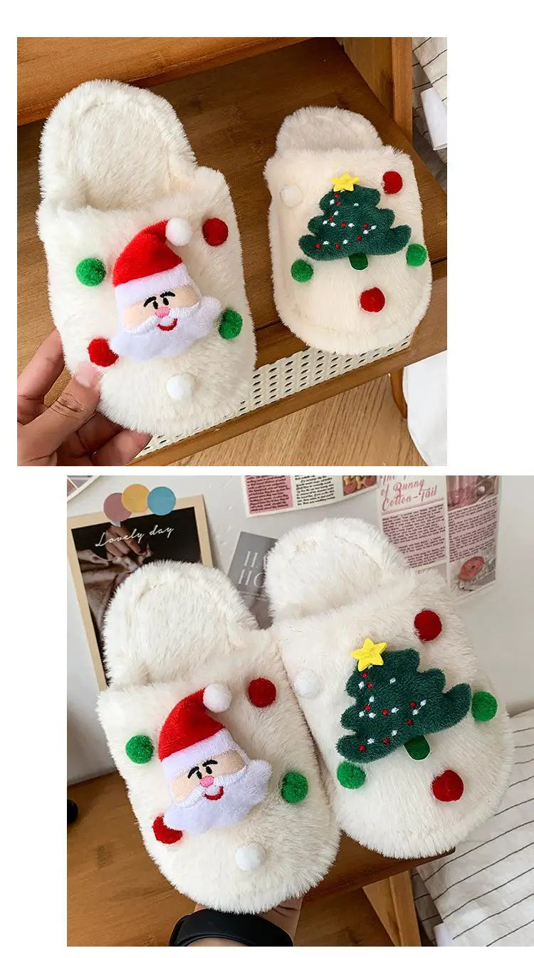 Christmas Kids Plush Slippers | Warm Cotton Indoor Shoes