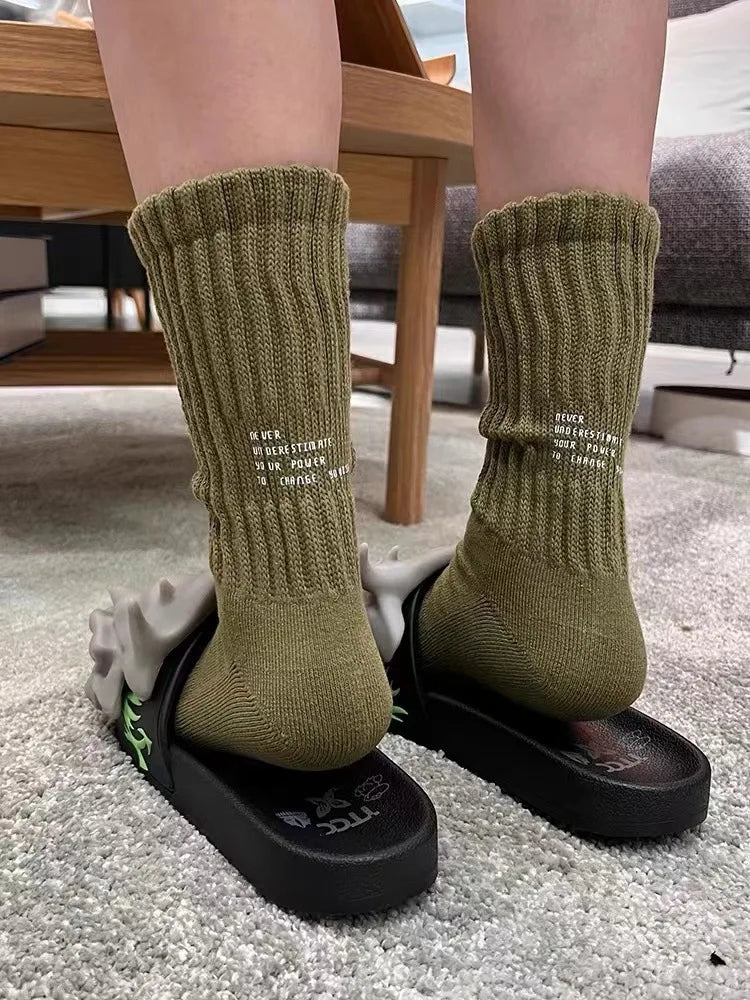 Men's Vintage Letter Medium Tube Socks | Thick Sports Comfort