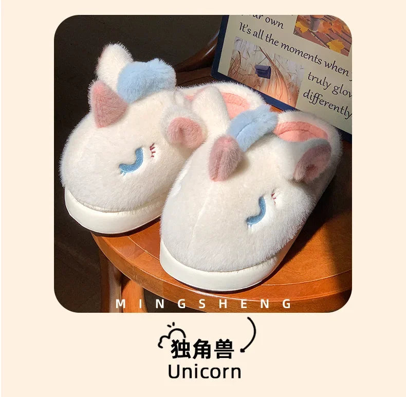 Funny Fluffy Platform Slippers | Cozy Cartoon Indoor/Outdoor Shoes