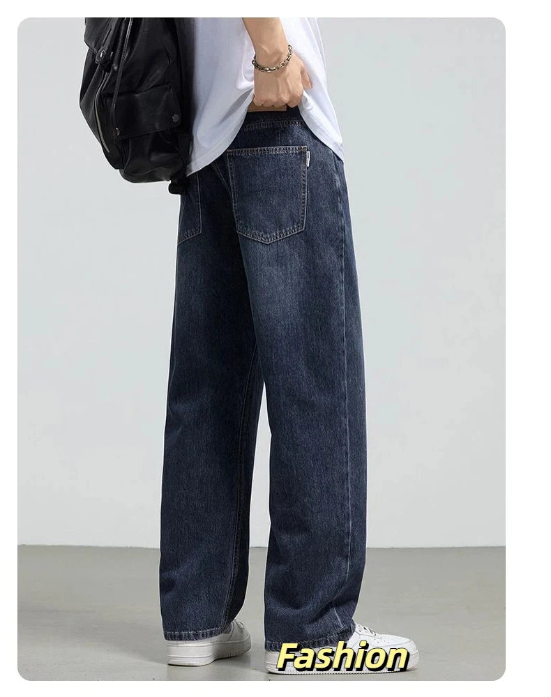 Men's Retro Straight Jeans | Casual Loose Wide Leg Denim Pants