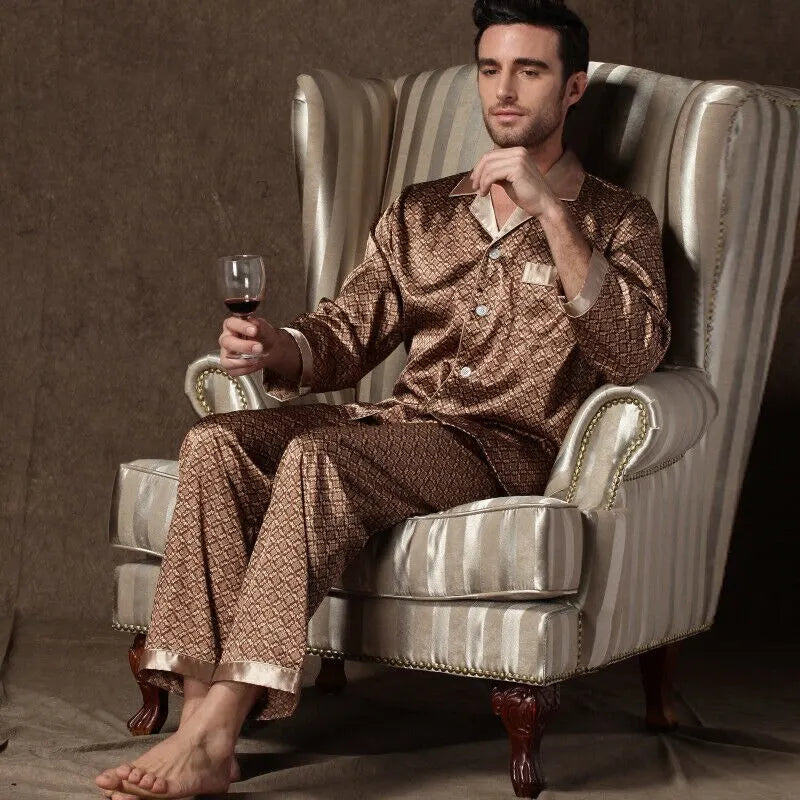 Men's Cozy Satin Pajama Set | Soft Floral Sleepwear