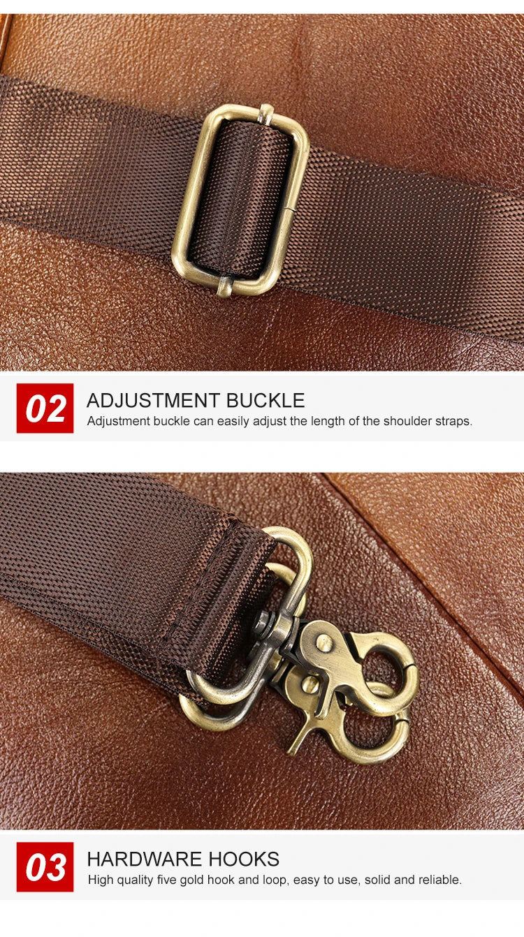 Bolso bandolera de cuero genuino para hombre | Elegante maletín para portátil