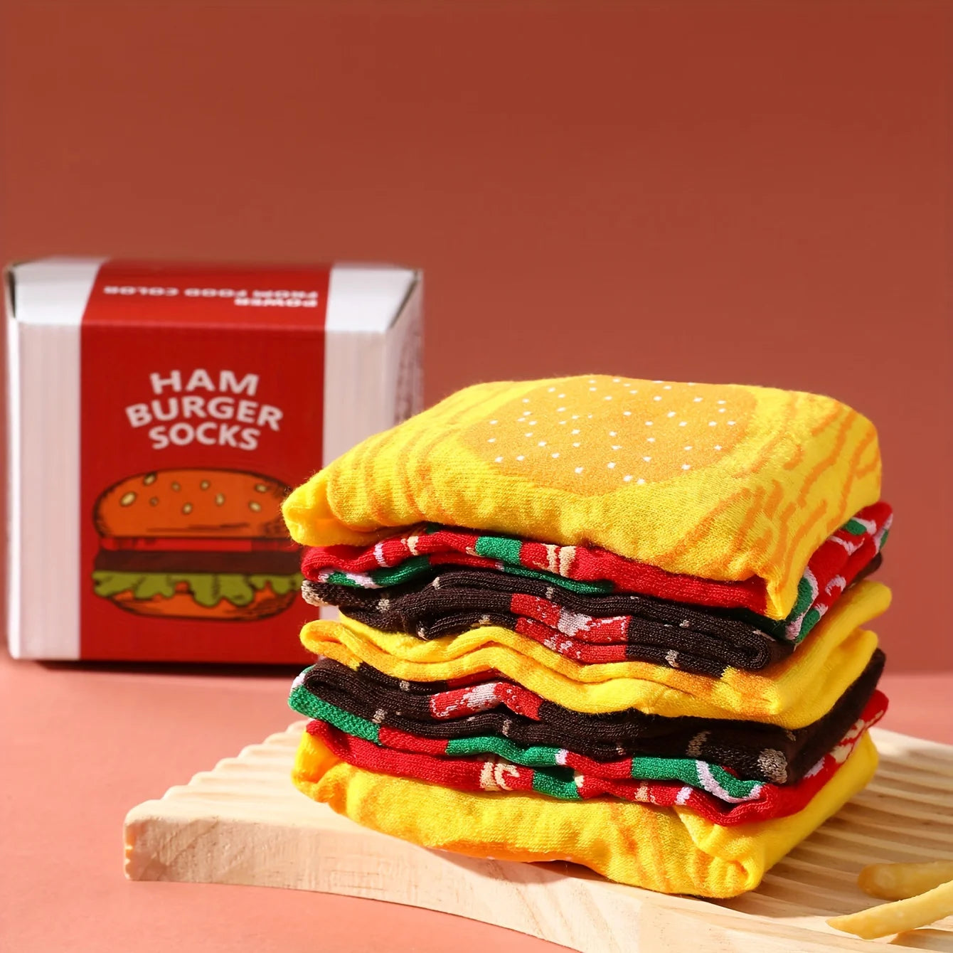 Colorful Halloween Burger Socks for Men and Women | Fun & Cozy