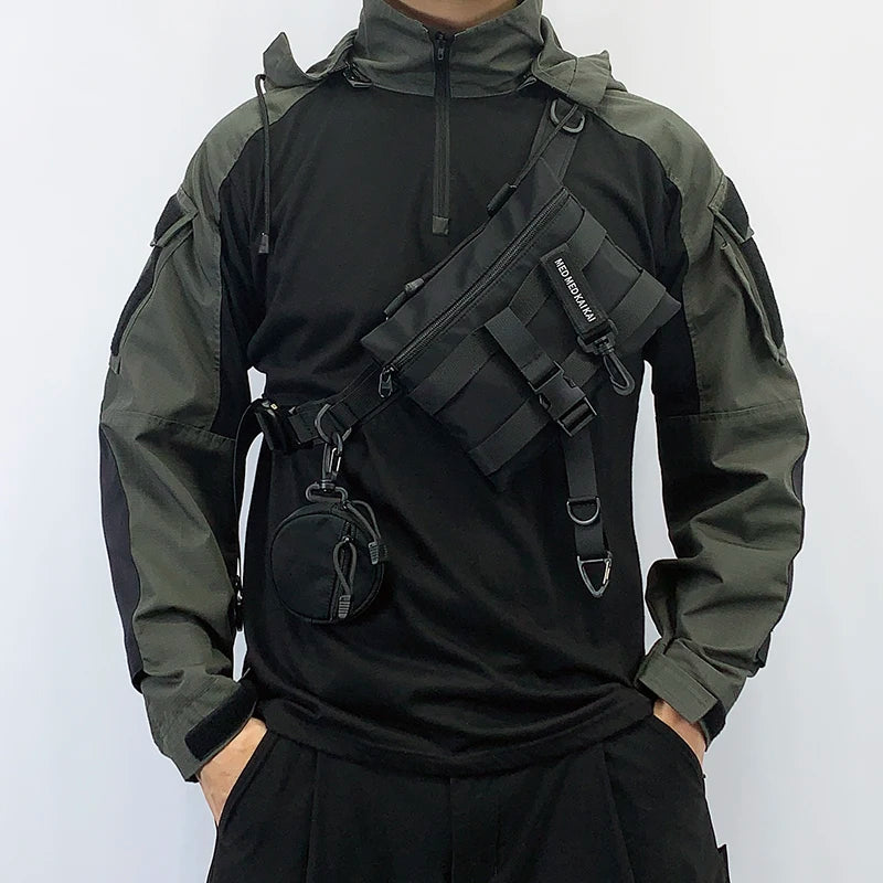 Tactical Techwear Style Crossbody Sling Bags Men Multi-function Chest Bags Y2K High Street Waist Bags Bolsos Para Hombre сумка