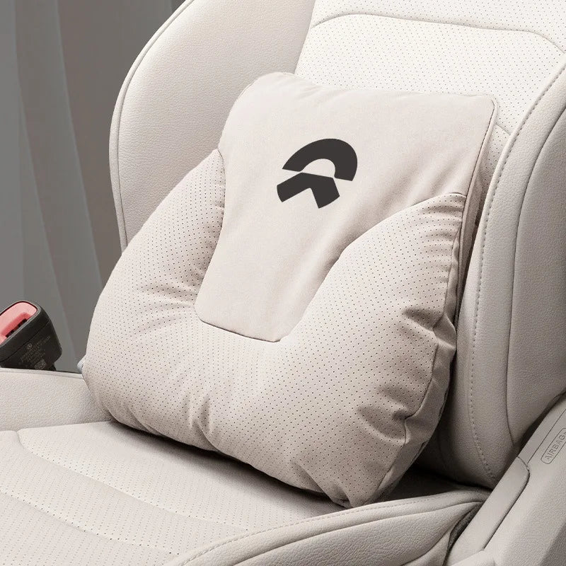 Premium Leather Car Neck Pillow | Ultimate Lumbar Support