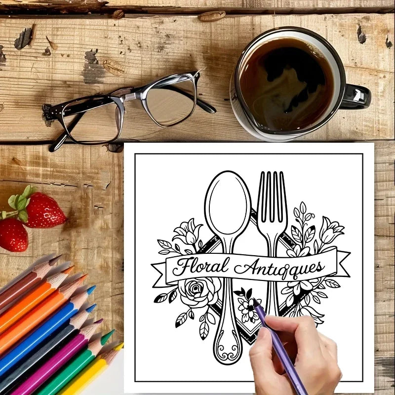 Floral Antique Coloring Book for Adults | Stress Relief & Relaxation