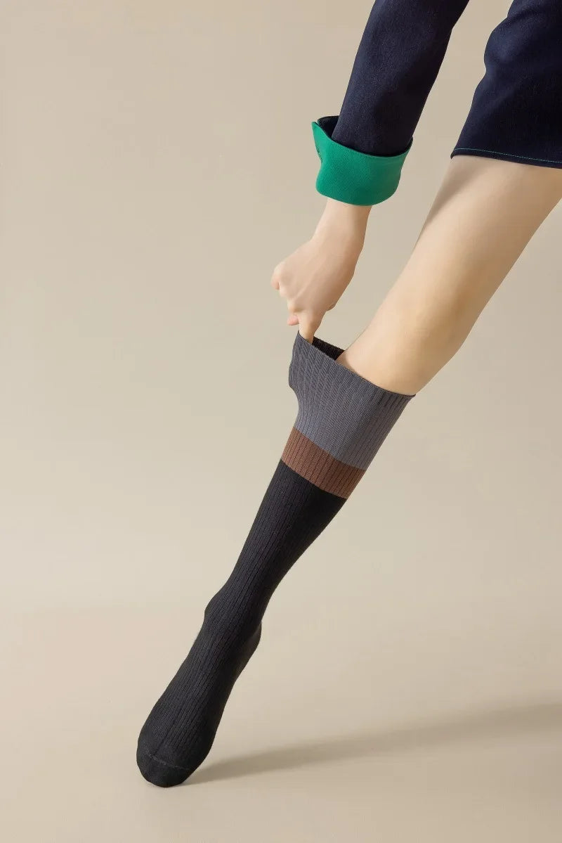Women's Cotton Color Matching Knee Socks | Fashion-Forward Style